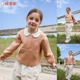 棉果果冬季新品女童复合奥利绒保暖加绒翻领加绒卫衣M422180425727