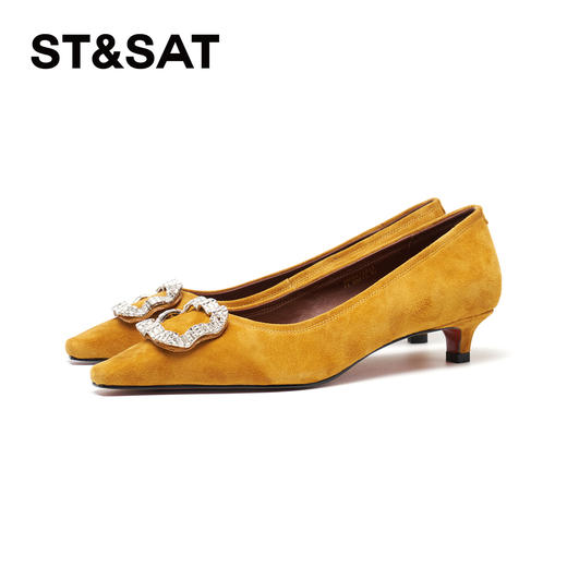 星期六复古华丽风尖头钻扣低跟单鞋SSD3111213 商品图6