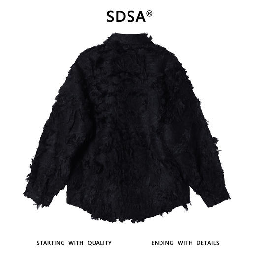 SDSA男士秋冬新款痞帅男装潮牌重工流苏纯色纽扣翻领长袖衬衫百搭 商品图4