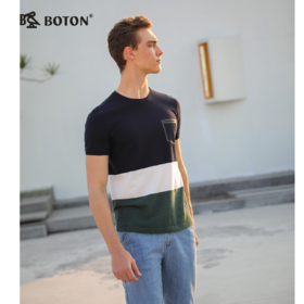 【第2件半价！尾货清仓不退换】波顿_Boton夏季圆领短袖条纹T恤MT820218