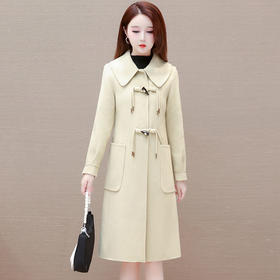 QYM 23A2010-Y双面羊毛大衣牛角扣厚款毛呢外套