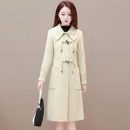 QYM 23A2010-Y双面羊毛大衣牛角扣厚款毛呢外套 商品图0