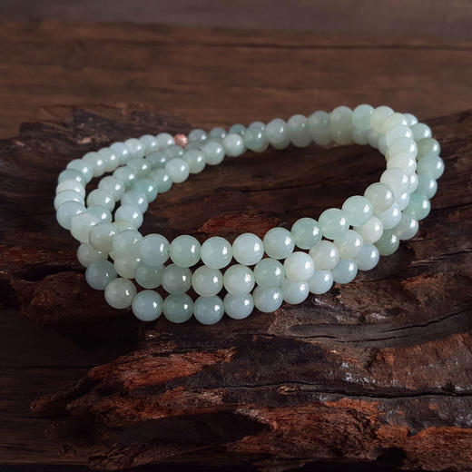 【天然正品】A货翡翠天然细腻糯冰种约7.8MM翡翠珠串项链链长：41CM女士020425AH71现售价：1680 商品图4