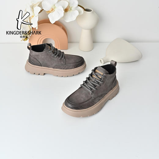 经典鲨2025年冬季专柜新款男士百搭圆头系带潮酷时尚单里马丁靴棉鞋KF20-555051 商品图0