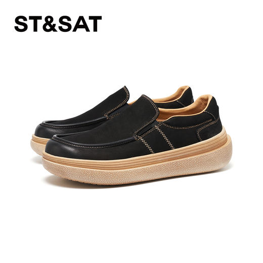 星期六男士复古休闲款牛皮皮鞋SSD3121003 商品图9