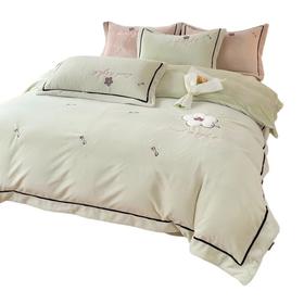 彼加曼 兔毛绒贴布绣保暖工艺四件套-果绿200*230cm BGM-T2543