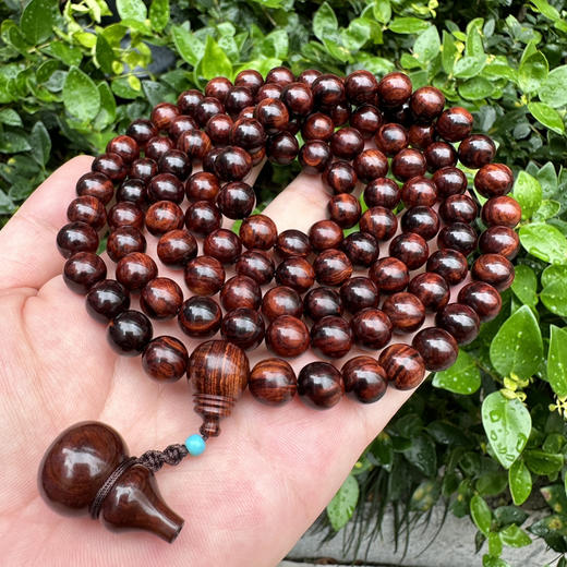 【青山特惠】1.0*108颗海南黄花梨紫油梨水波纹老料佛珠念珠男女款手串h123 商品图0