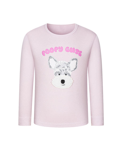 【春上新】8楼爱慕儿童Aimer Kids女孩25AW暖阳狗狗单层圆领长袖AK172J811，吊牌价399元 商品图4