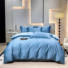晚安家纺 净界长绒棉臻品四件套蓝200*230cm WA004