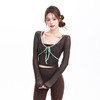跃牌【禅语梵心】假两件撞色蝴蝶结网纱运动T恤女长袖带胸垫瑜珈服上衣CX5723 商品缩略图1