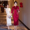 LHS C68中式端庄醋酸刺绣花旗袍裙 商品缩略图0