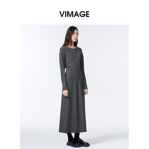 VIMAGE纬漫纪收腰显瘦秋冬新款连衣裙长裙V2407109 商品图5