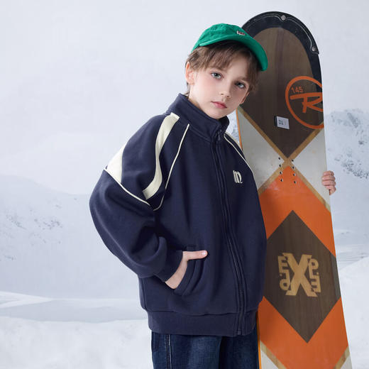 【MQD】男大童冬季学院风运动休闲保暖立领外套 商品图4