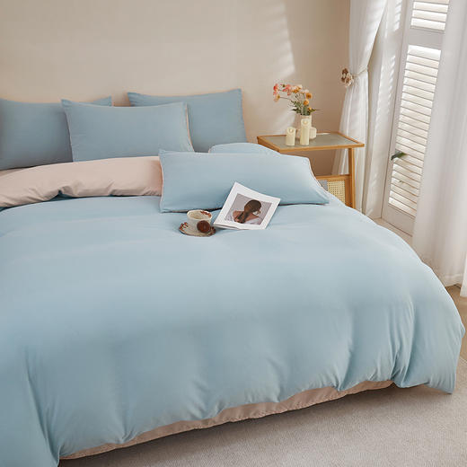 彼加曼 双拼彩棉纯风四件套-浅兰200*230cm BGM-T2461 商品图4