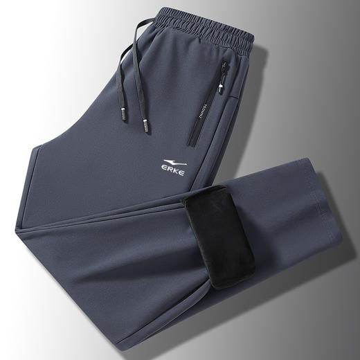 【国货之光 超柔银狐绒 防风防泼】鸿星尔克抗寒保暖加绒运动长裤（EK-SPFS8898） 商品图4