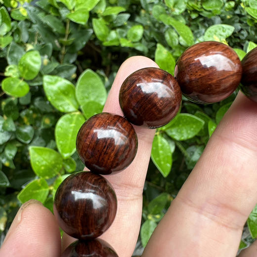 【青山特惠】1.6*14颗海南黄花梨紫油梨老料圆珠单圈男士手串水波纹满纹h121 商品图1