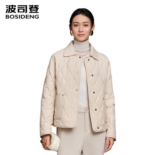 波司登90鹅绒2025秋季新款女短款极简小香风时尚羽绒服B250134182 商品图0