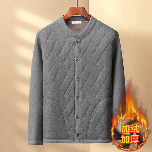 冬季【中老年男装保暖开衫棉衣】加绒加厚棉袄外穿 老人爸爸冬季内搭套装  商品图14