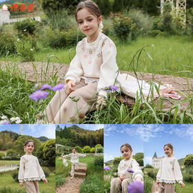 棉果果冬季新品女童复合奥利绒保暖加绒可爱套头娃娃衫M422180425726