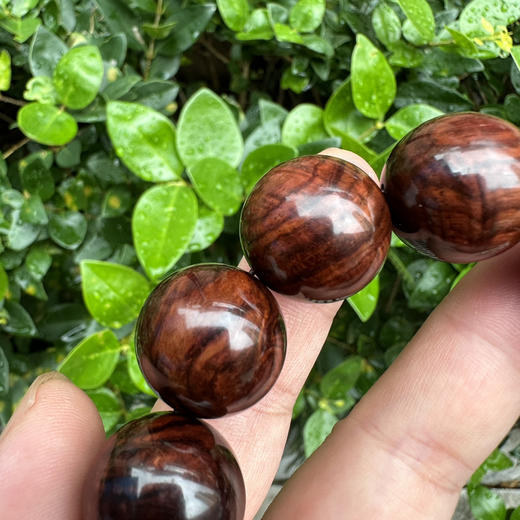 【青山特惠】2.0*12颗海南黄花梨水波紫油梨手串h1241 商品图1