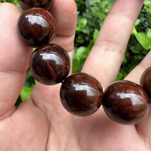 【青山特惠】1.6*14颗海南黄花梨紫油梨老料圆珠单圈男士手串水波纹满纹h121 商品图4