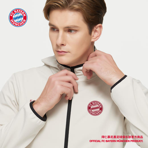 【官方正版】拜仁足球俱乐部丨米白色拉链外套运动休闲长袖上衣 商品图4