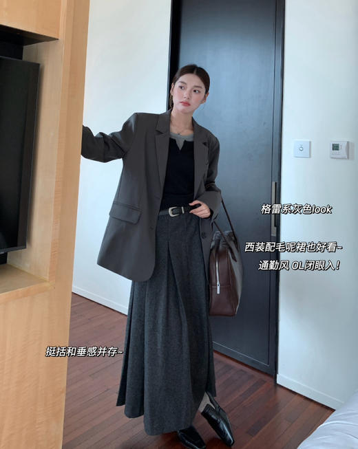 原单selfwho精裁羊毛百褶半身裙101502 商品图8