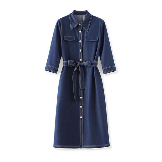 「高货wl」全新升级【铂金会员330/天猫439/差价109】(92738)洛诗琳新款高品质百搭牛仔裙2025秋季气质显瘦通勤连衣裙 商品图4