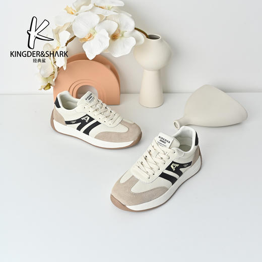 经典鲨2025秋季新品专柜款潮流系带拼色跑步休闲运动鞋KF18-533091 商品图2