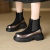 【预售5天】复古风拼接厚底短靴女秋冬新款圆头小个子粗跟切尔西烟筒靴女KLS&S1182 商品缩略图4