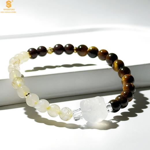 【品牌授权】【香港周六福】原创「昭熙珠」新中式国风虎眼石金发晶醒狮招财药香珠手串 商品图3