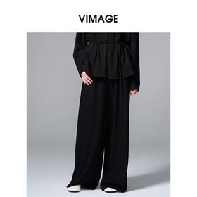 VIMAGE纬漫纪宽松时尚系带设计阔腿裤V2405115