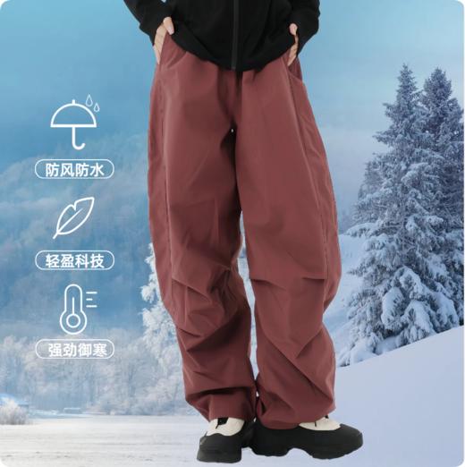 纳趣户外东北滑雪裤防水保暖冲锋裤全压胶单层登山裤加绒软壳裤 商品图0