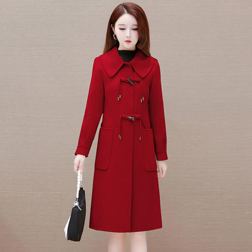 QYM 23A2010-Y双面羊毛大衣牛角扣厚款毛呢外套 商品图1