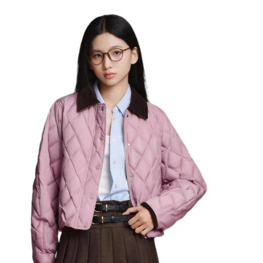 波司登 女翻领菱形格短款羽绒服 B250135332 商品图0