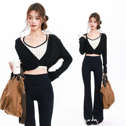 跃牌【禅语梵心】新品纽结天丝显瘦上衣女健身服跑步瑜伽长袖训练运动T恤罩衫CX8091 商品图4