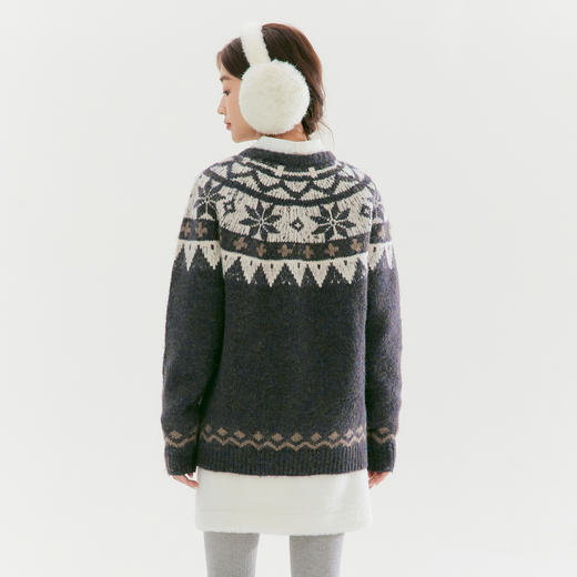 笛莎Deesha青少年女童毛衣2025冬季女童费尔岛纹样圆领套头毛衣 商品图4