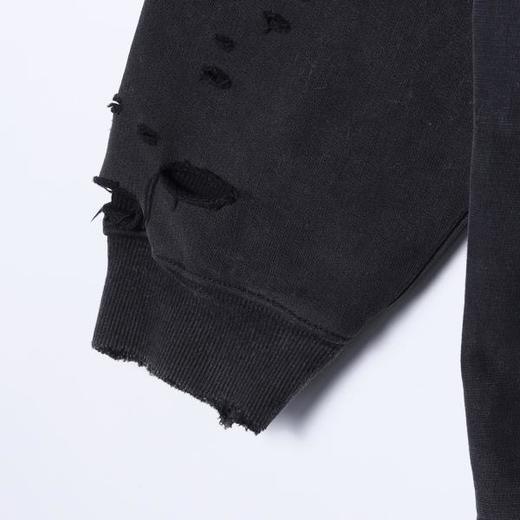 SDSA男士秋冬新款痞帅男装简约时尚磨破拉链V领卫衣外套百搭宽松 商品图3