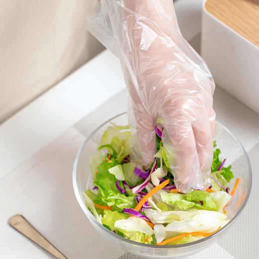 茶花 一次性手套500只共5包食品级PE加厚餐桌方便手套 6921489004119 商品图3