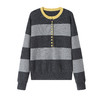 雀说复古条纹风圆领针织衫撞色纽扣毛衣内搭打底衫AL1501 商品缩略图4