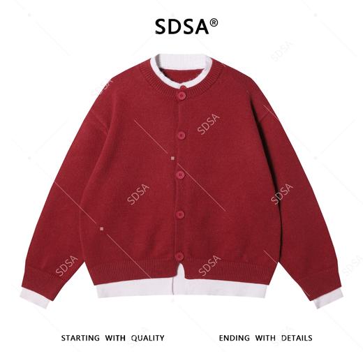 72111SDSA男士秋冬新款痞帅男装极简风撞色拼接假两件毛衣开衫针织衫 商品图1