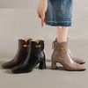 【预售5天】7CM牛皮！时尚皮带锁扣粗跟短靴女新款方头高跟瘦瘦靴女秋冬YS&YSX4084 商品缩略图4