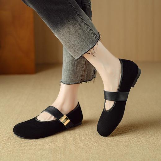 【预售5天】全真皮磨砂羊皮一字带玛丽珍鞋，圆头浅口单鞋平底舒适小皮鞋NJMK&K1205M-1 商品图4