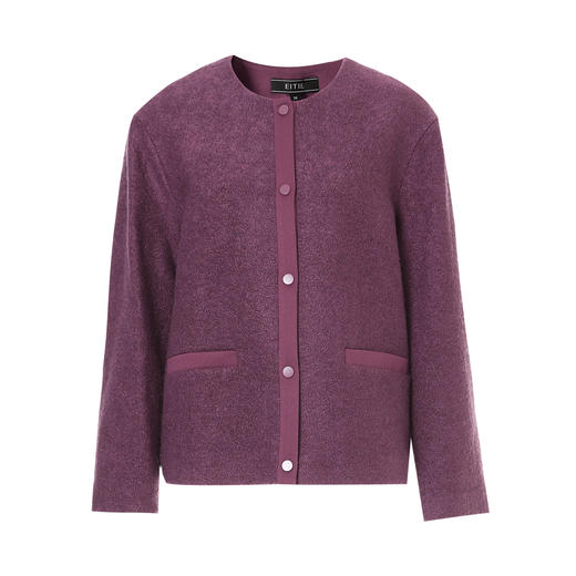 EITIE爱特爱时尚复古紫色单排扣短款宽松毛呢外套2025秋冬新款D2503915 商品图5