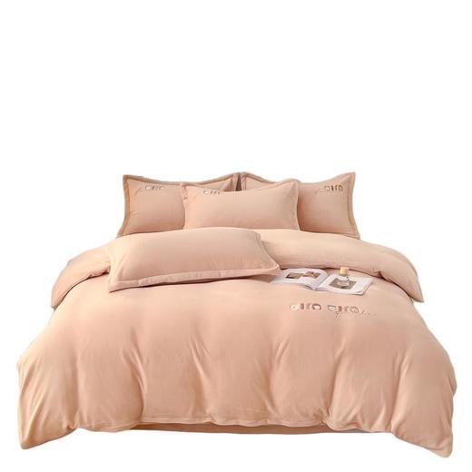 彼加曼 全工艺加厚牛奶绒刺绣四件套-米杏200*230cm BGM-T2540 商品图0