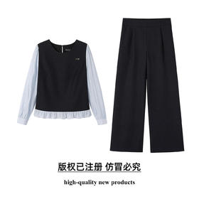 奢姿大码女装2025秋季减龄拼接两件套胖妹妹半松紧时尚休闲套装9953953870