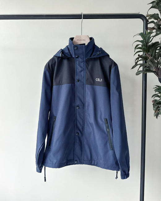 现货 THS-限时 赛琳家 情侣海军蓝拼色连帽外套 AF1021 商品图2