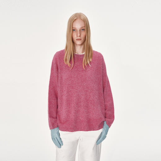 NUTH 100%绵羊毛圆领宽松保暖毛衣长袖针织衫女 商品图3