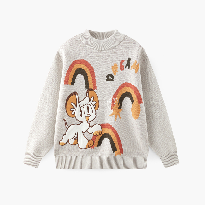 【秒】【MQD】童装儿童毛衣冬季新款女童半高领针织衫提花卡通大