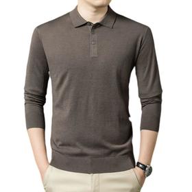 丰讯 男士秋冬季翻领长袖纯色毛衣商务休闲针织衫 FXT5354